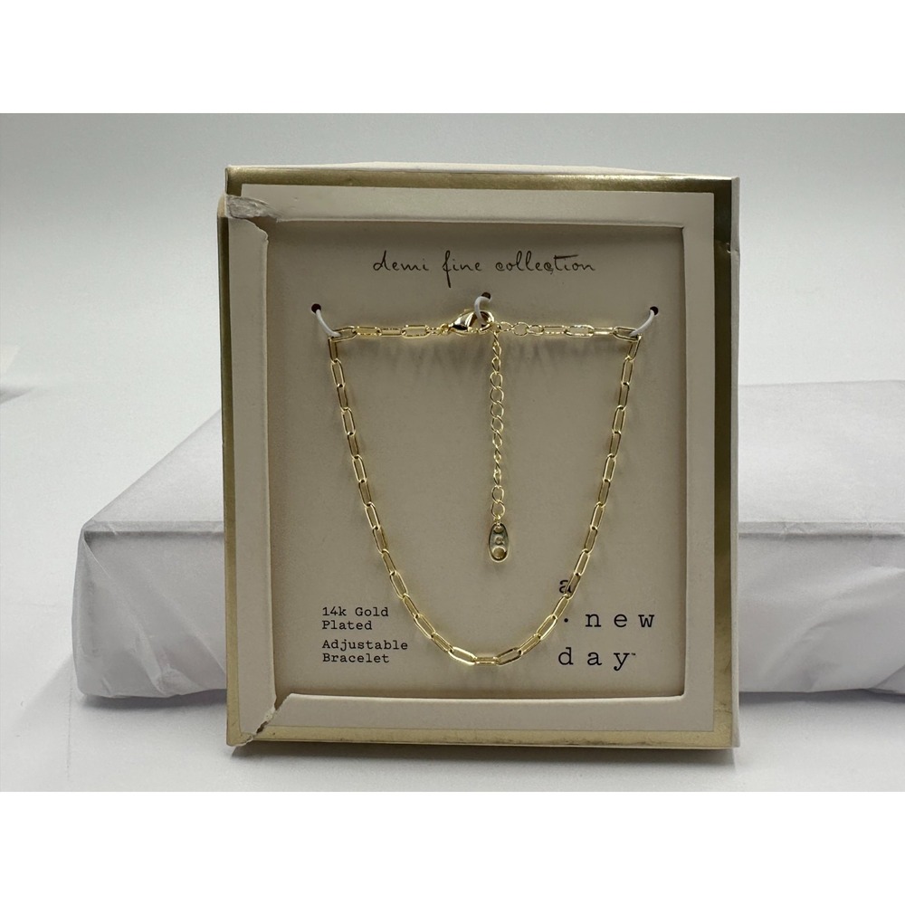 A New Day NWT 14K Gold Plated Paperlink Chain Bracelet 8.5 Inch